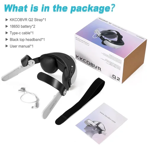 Vista 6 de KKCOBVR Q2 Head Strap with 5200 mAh Battery for Oculus Quest 2 Battery PackVR Replacement for Quest 2 Elite Strap VR Game Accessories Gravity