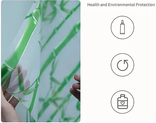 Vista 6 de Lámina de vidrio de leche estática de bambú 3D, translúcida, protección de privacidad, calcomanías de vidrio, lámina de decoración autoadhesiva
