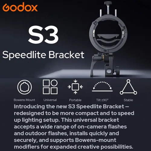 Vista 2 de GODOX S3 Speedlite Bowens - Soporte para flash Godox V1 V100 V1Pro V860III TT350 AD100 AD200 AD300 Speedlite Strobe Flashes, soporte tipo S, control