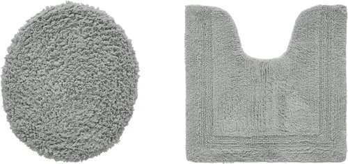 Vista 18 de Better Trends Alfombra de Inodoro en Forma de U Cubierta de Asiento de Inodoro de Lujo 100% Algodón Absorbente de Agua, Cubierta de Tapa Reversible