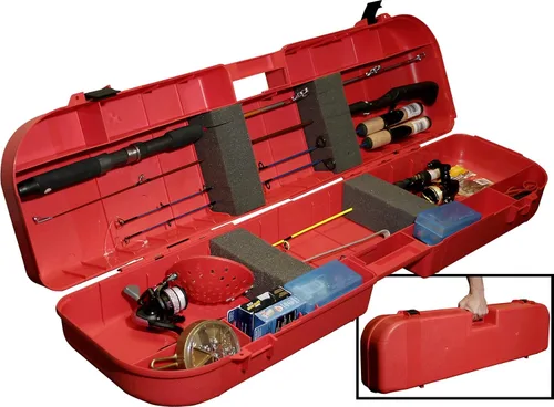Vista 2 de MTM caja para cañas de pesca en hielo, color rojo