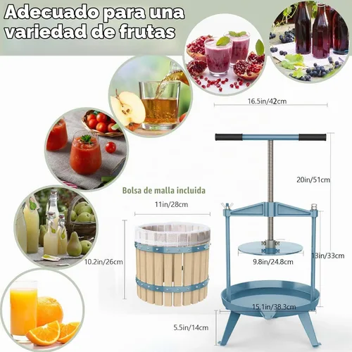 Vista 2 de SQUEEZE master Prensa de sidra de vino de frutas, cesta de madera maciza, barra de mango de 3.17 galones/12L-T, más estable, exprimidor tradicional