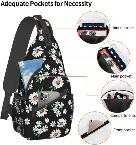 Vista 3 de Bolso bandolera para mujeres y hombres, mochila de viaje para senderismo, bolsa cruzada para el hombro, bolsa de pecho, casual, mochila deportiva