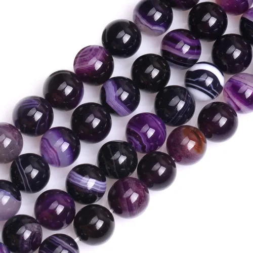 Vista 158 de GEM-Inside Cuentas Sueltas de Piedras Preciosas de Ágata Azul Bandeada Natural de 6mm Cuentas Redondas de Piedra de Energía para Hacer Joyas 15