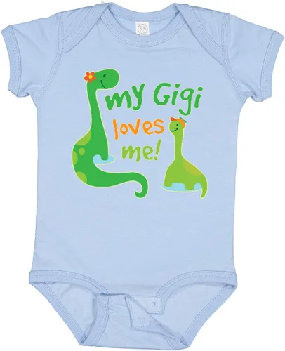Vista 12 de inktastic My Gigi Loves Me Grandson - Body de dinosaurio para bebé 0020 Blanco