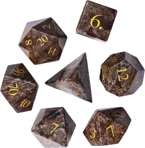 Vista 21 de UDIXI Juego de dados de piedras preciosas de amatista, dados DND de piedra de cristal D&D con estuche de regalo para juegos de rol y juegos de mesa