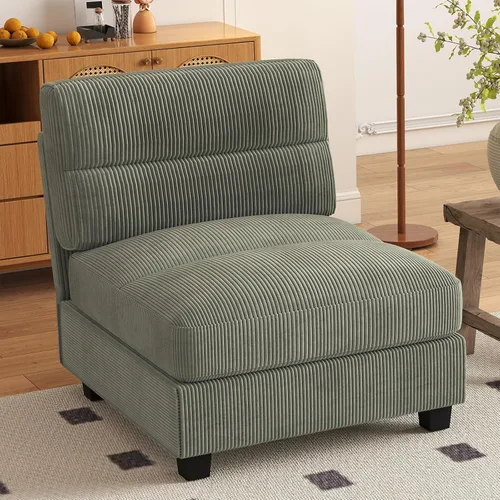 Vista 15 de HAOMARKETS Sofá esquinero modular en forma de L de 115 pulgadas con 2 otomanas móviles, sofás de pana de 8 plazas con cojín grueso para sala de Beige