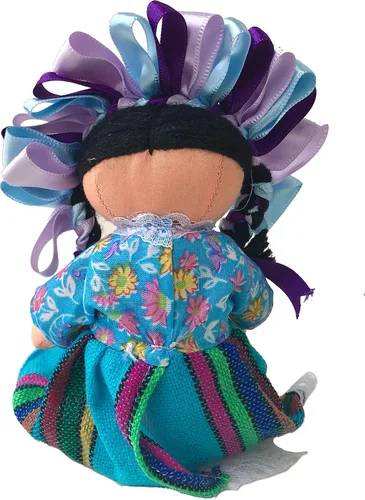 Vista 4 de Alkimia Inc Muñeca de trapo tradicional mexicana hecha a mano - 7 pulgadas - Azul