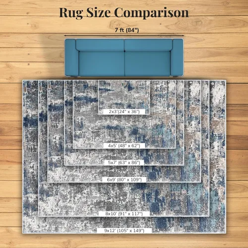 Vista 5 de LUXE WEAVERS Colección Euston 7679 - Alfombra abstracta azul de 5 x 7 pies