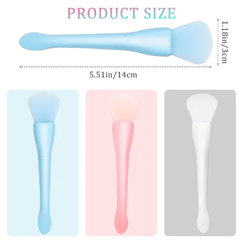 Vista 6 de Aplicador de máscara facial, paquete de 3 cepillos de silicona suave para mascarilla facial de doble cabeza, aplicador de máscara de barro, cuchara