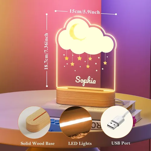 Vista 2 de Bemaystar Regalos personalizados para niños – Lámpara 3D acrílica de estrella, luz nocturna personalizada, nombre personalizado, regalo