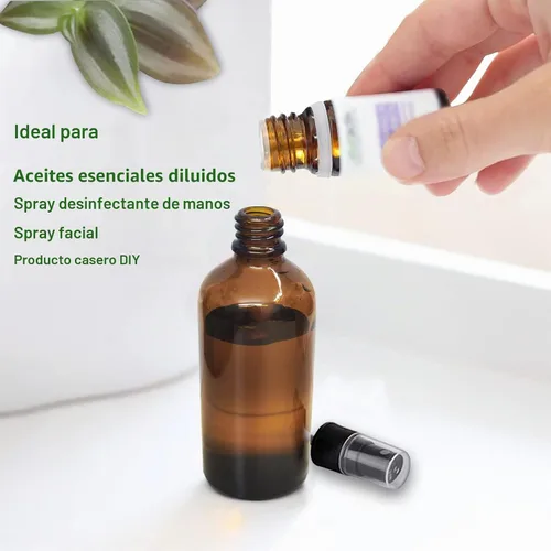 Vista 6 de Hydior Botella de spray de vidrio ámbar de 4 onzas para aceite esencial, botella de spray vacía de niebla fina, paquete de 6
