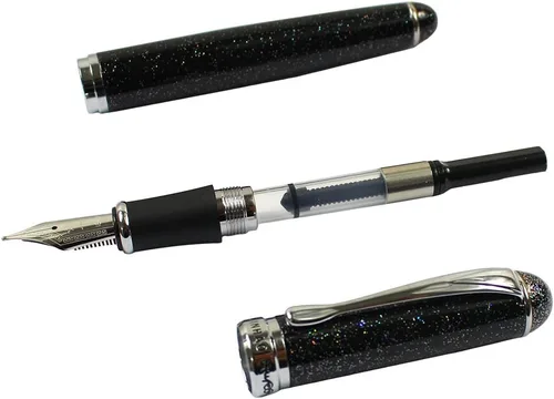 Vista 7 de Gullor Pluma estilográfica avanzada Jinhao X750 de medio calibre con patrón de cielo nocturno negro