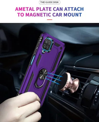 Vista 4 de Funda para Galaxy A12, con protector de pantalla, grado militar, 16 pies, probada contra caídas con soporte magnético, funda protectora para Galaxy