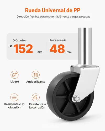 Vista 6 de VEVOR Gato de remolque con rueda, capacidad de carga de 1000 libras, gato giratorio de alta resistencia para remolque de barco con una sola rueda