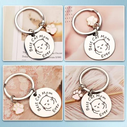 Vista 2 de PLwelth Llavero de perro y mamá, llavero divertido para mamá, llavero de regalo para mujeres, cumpleaños, día de la madre, regalo de San Valentín