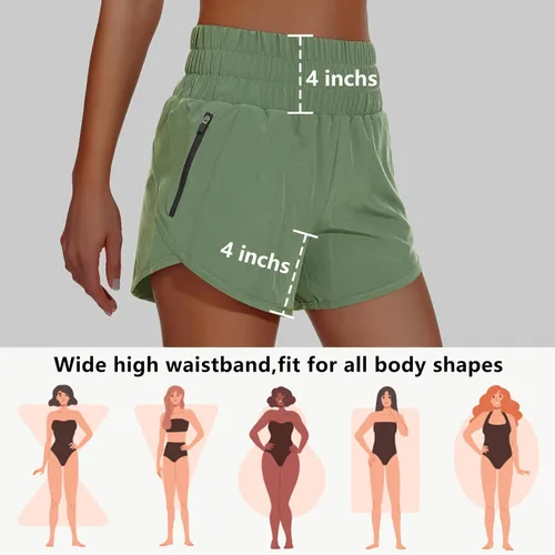 Vista 2 de Pantalones cortos deportivos de cintura alta para mujer, pantalones cortos deportivos de secado rápido, pantalones cortos deportivos elásticos