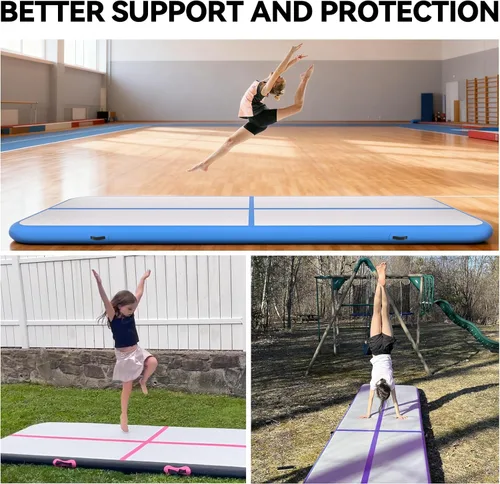 Vista 5 de Colchoneta inflable de gimnasia de 6, 10, 13, 16, 20 pies, 4/8 pulgadas de grosor, con bomba de aire eléctrica para uso doméstico, entrenamiento