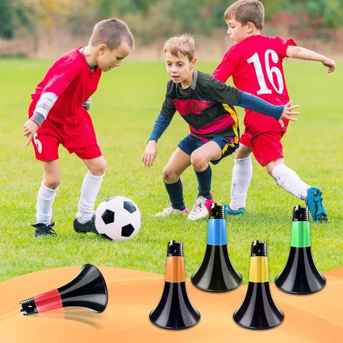 Vista 6 de Conos de obstáculos para baloncesto, fútbol y entrenamiento deportivo, 10 conos y 10 bastones con bolsa de transporte, conos de baloncesto y postes