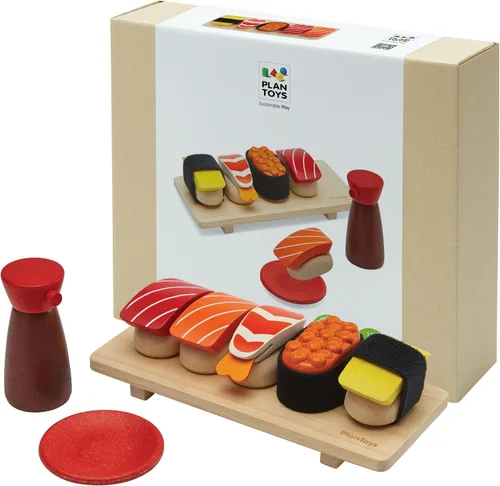 Vista 13 de PlanToys® Juego de helado de madera para niños Incluye soporte, cucharas y conos Comida de juego de simulación de postres para niños pequeños