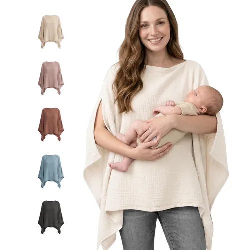 Vista 11 de Konssy - Funda de lactancia de muselina para mujer, poncho de privacidad completa de 360°