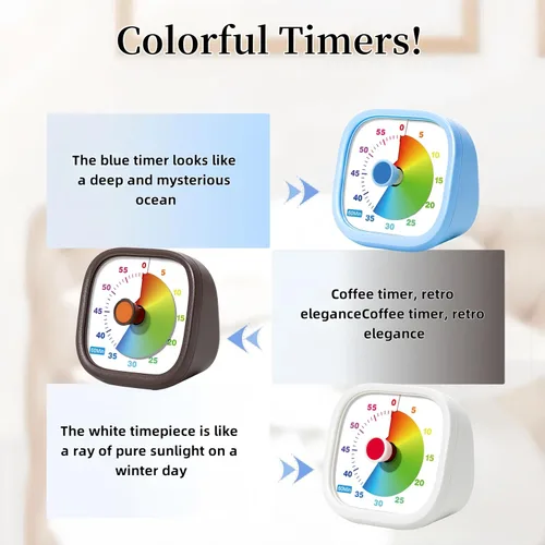 Vista 3 de Temporizador visual para niños, temporizador de cuenta regresiva de 60 minutos para cocina, oficina, aula, hogar, estudio, recordatorio de tareas