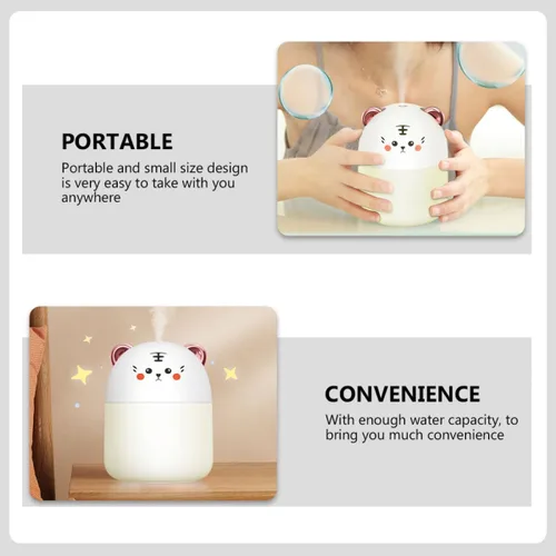 Vista 5 de Mini Cartoon Tiger USB Humidifier for Home Office Portable Compact Mist Sprayer with Quiet Operation Continuous Spray Space-saving Desktop Air