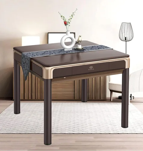 Vista 4 de Mesa de comedor automática Mahjong de 4 patas estilo americano con 4 cajones, viene con 2 juegos de azulejos numerados de 1.575 pulgadas, cubierta