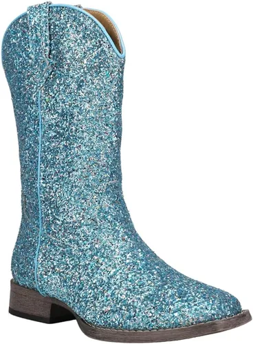 Vista 2 de ROPER Botas casuales con punta cuadrada para niñas pequeñas Glitter Galore - Azul