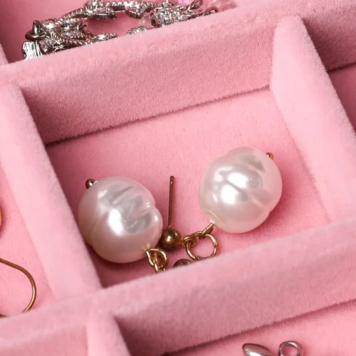 Vista 5 de Frebeauty Bandeja de terciopelo para joyas, organizador de joyas de 35 rejillas con tapa transparente, organizador de aretes con cierre de cajón