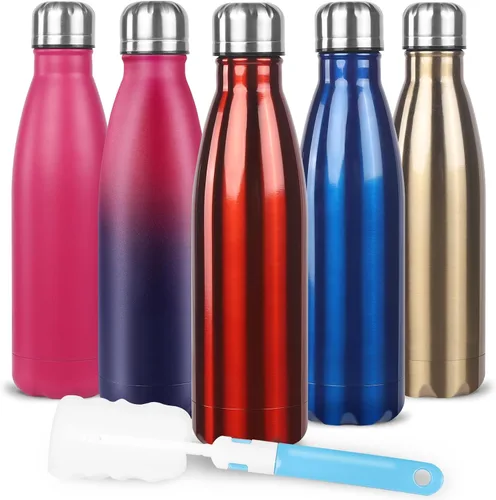 Vista 14 de Sfee Botella de agua aislada, botellas de agua de acero inoxidable de 17 onzas, botellas de agua reutilizables al vacío de doble pared a prueba