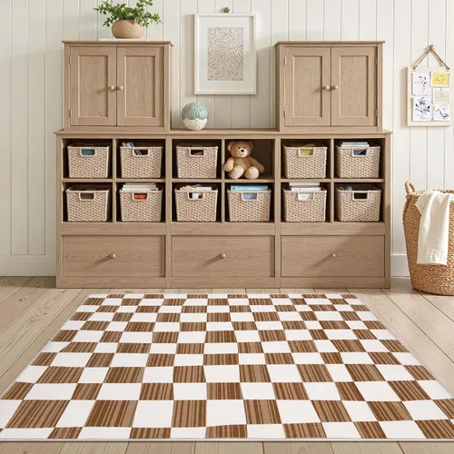 Vista 32 de jinchan Alfombra a rayas de 2 x 3 para entrada, alfombra de cocina, tapete pequeño, antideslizante, ligero, de bajo perfil, decoración para entrada