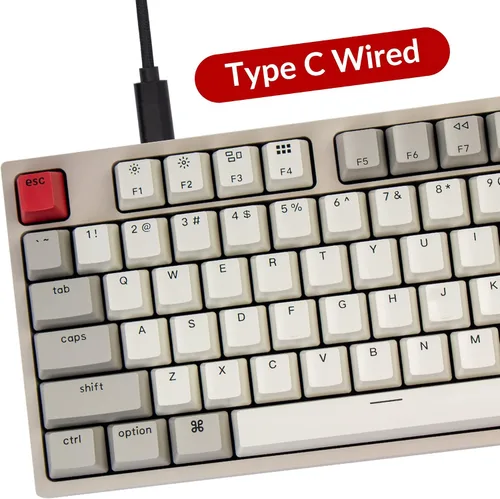 Vista 3 de Keychron C1 Tenkeyless Layout - Teclado mecánico con cable de 87 teclas para Mac, interruptor mecánico marrón Keychron / teclas ABS de color retro