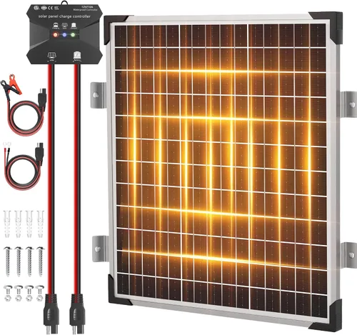 Vista 15 de Voltset - Cargador de batería solar de 10 W 12 V: mantenedor de panel solar para automóvil, barco - Cargador solar monocristalino impermeable