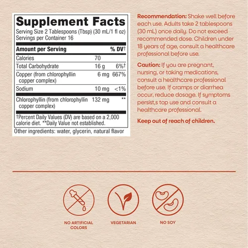 Vista 6 de Nature's Way Chlorofresh, clorofila líquida, apoya la piel saludable y la desintoxicación del cuerpo*, suplemento desodorante interno*, apoya