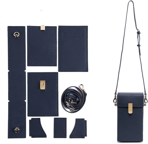 Vista 10 de POPSEWING Leather Phone Bag DIY Kit, Small Crossbody Cell Phone Purse for Women, Cellphone Wallet Bag with Sewing Kit for Girlfriend Personalized