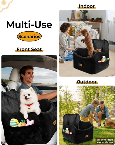 Vista 7 de Asiento de automóvil para perros pequeños/medianos, desmontable y lavable, asiento elevador de perro de menos de 35 libras, espuma viscoelástica