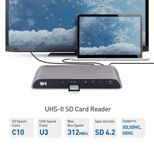 Vista 4 de Cable Matters - Base USB C para Windows, DisplayPort dual 4K, carga de 80 W Ranura para tarjeta SD, Gigabit Ethernet, puertos USBA/USBC de 10Gbps
