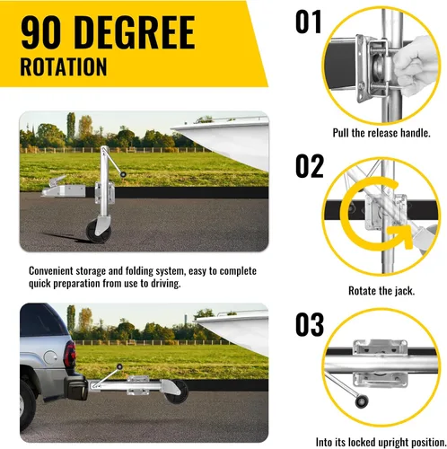 Vista 3 de MaxxHaul - 70148 - Gato hidráulico para remolques con elevador suspenso de 10" con una rueda, 1000 lb. de capacidad