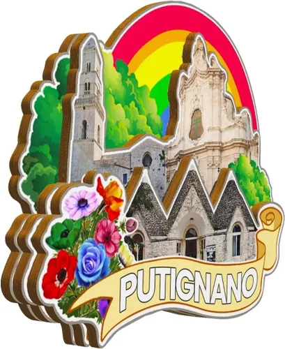 Vista 2 de Putignano Puglia - Imán de madera para nevera, diseño de Italia, monumentos 3D, recuerdos coleccionables, decoración hecha a mano -2593