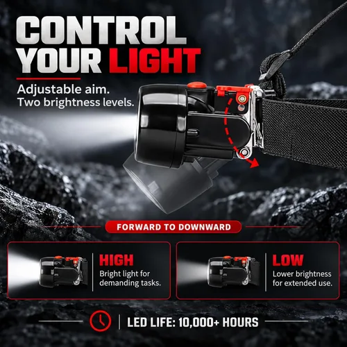Vista 4 de Coon - Luces de caza impermeable para minería, a prueba de explosiones, linterna recargable para minería, carbón, pesca nocturna, caza, camping Rojo