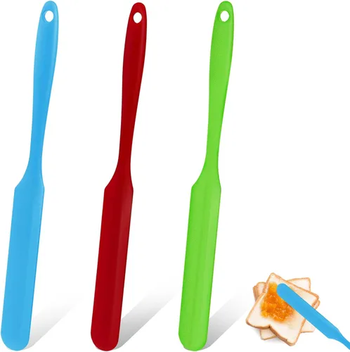 Vista 9 de 3 espátulas para frascos, espátulas de silicona para frascos resistentes al calor con mango largo, esparcidor de mermelada, espátulas para crema