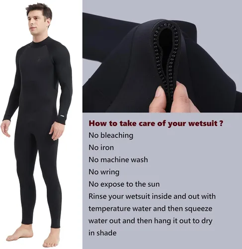 Vista 3 de Trajes de neopreno Lemorecn para hombre de 3/2 mm, traje de buceo de cuerpo entero Hombres 5/0.157 in Negro