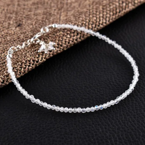 Vista 78 de Natural Gemstone Micro Beads Dainty Bangle Bracelet, Handmade Birthstone Jewelry, Healing Chakra Crystals, Silver Plated 8 inch, Birthday Gift for