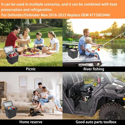 Vista 2 de PSLER Defender Center - Contenedor de almacenamiento para debajo del asiento + bolsa de hielo, caja de almacenamiento extraíble debajo del asiento