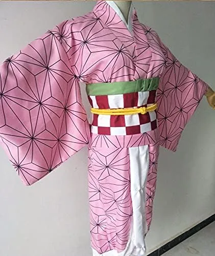 Vista 3 de Anime Cosplay Pink Kimono Costume Kimono Womens Suit Cloak Robe Halloween