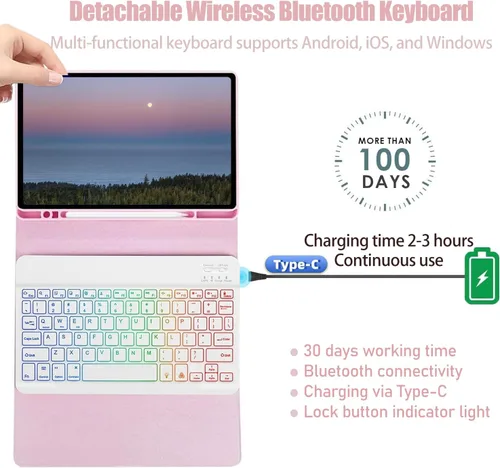 Vista 3 de Funda de teclado para Samsung Galaxy Tab A9 de 8,7 pulgadas