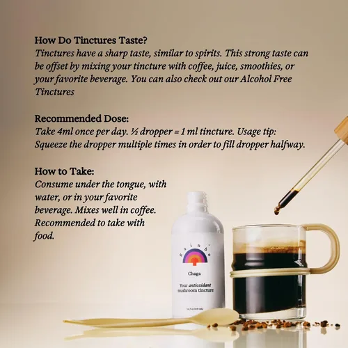 Vista 3 de Rainbo Paquete de alivio del estrés de hongos sin alcohol, extracto de hongo Cordyceps + tintura de hongo Reishi, tinturas de hongos diarios