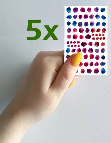 Vista 2 de Adhesivos para uñas (5 hojas) FLONZNAIL Just Watercolors Dots