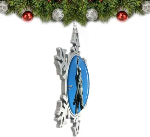 Vista 2 de Reino Unido Inglaterra Verity Estatua Ilfracombe Adorno de Navidad Decoración Árbol Decoración Cristal Metal Recuerdo Regalo